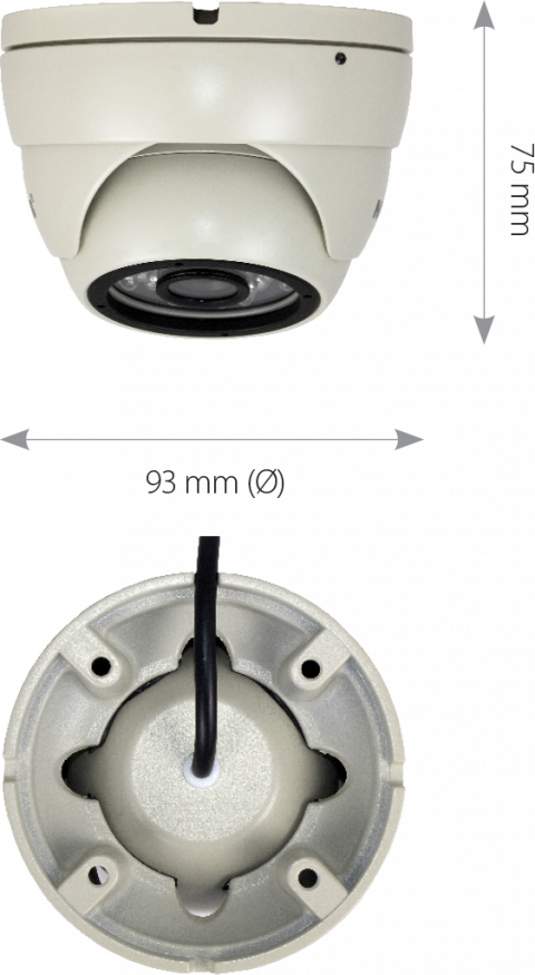 kamera CCTV analogowa NVDN-201V/IR wymiary